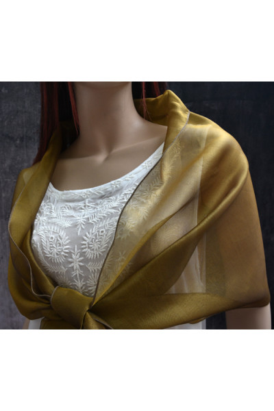 Goudkleurige organza sjaal, 44 x 205 cm