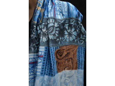 Sjaaltje van katoen met zijde, blokken/patchwork
