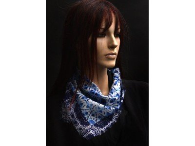Klein katoenen sjaaltje, blauw wit 