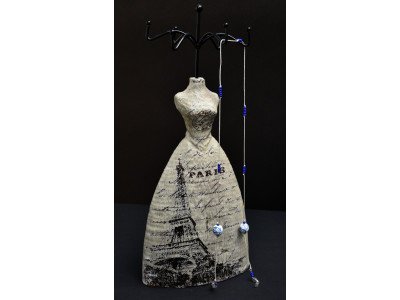 Handmade design brillenkoordje, blauw, wit, kralen