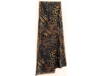 Luxe zijden sjaal, zwart en aardekleuren, egyptische sfeer, drapeert heel soepel
