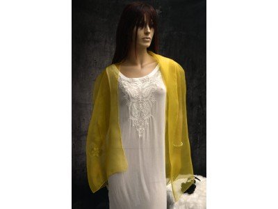 Elegante organza zijden sjaal, samoan sun, goudgeel