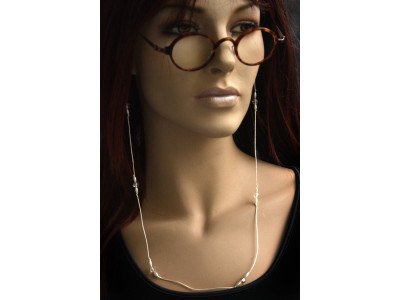 Handmade design brillenkoordje, wit met kralen