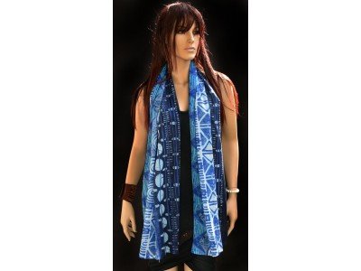 Katoenen sjaaltje, blauw, wit, turquoise