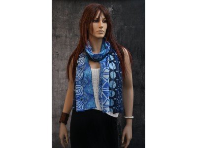Katoenen sjaaltje, blauw, wit, turquoise