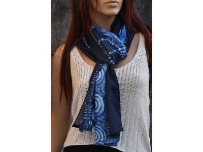 Katoenen sjaaltje, blauw, wit, turquoise