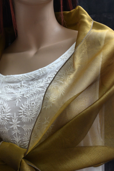 Goudkleurige organza sjaal, 44 x 205 cm