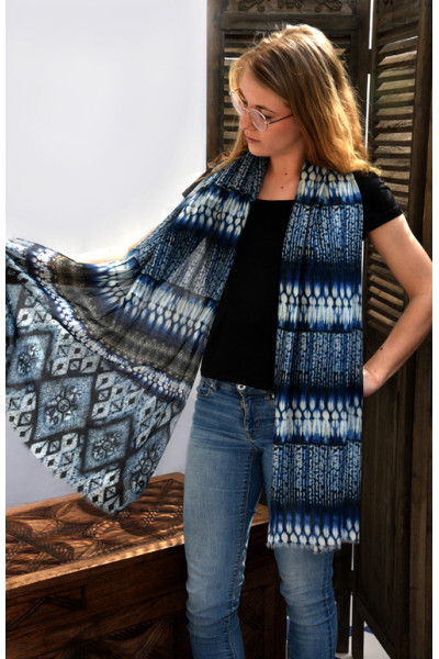 Dun katoenen sjaaltje, indigo, casual