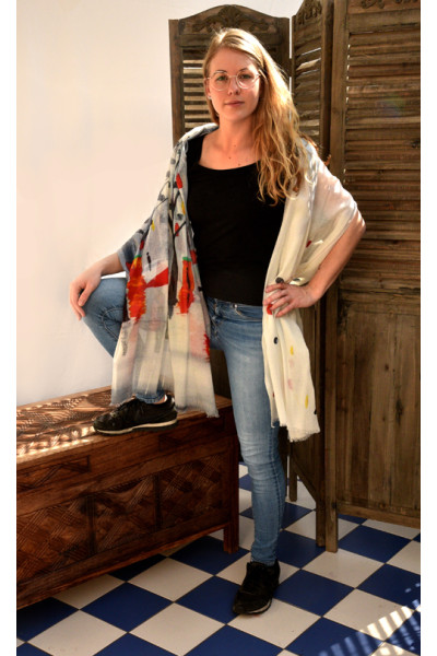 Grote dunne soepele sjaal of pareo, Parijs, zijde en katoen