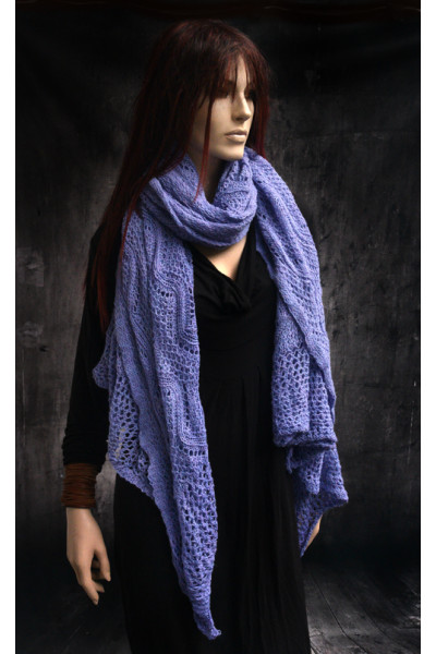 Gebreide opengewerkte supergrote sjaal, paars