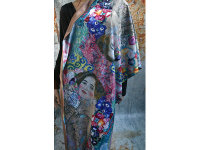 Warme sjaal met schilderij Klimt als print