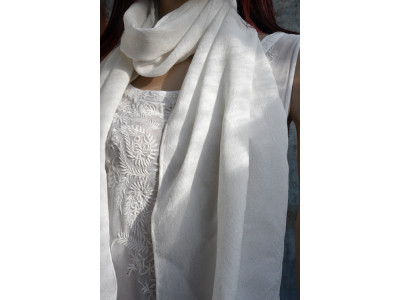 Georgette zijden sjaal jacquard motief