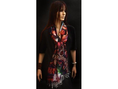 Silk pashmina, lotus, tijger, meisje