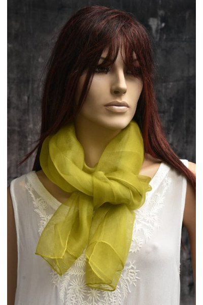 Groengeel organza zijden sjaaltje