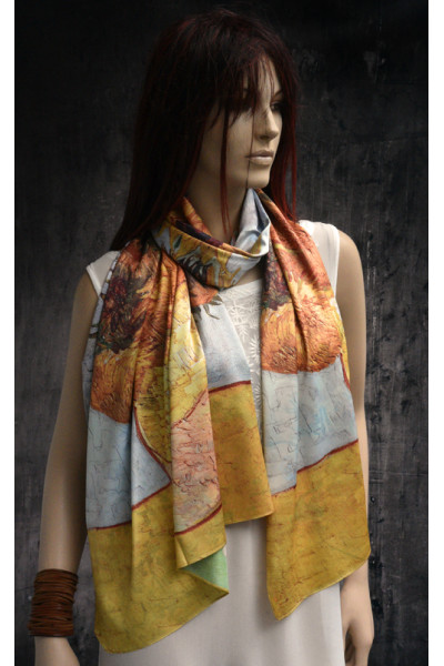 Mooie glanzende soepele sjaal, schilderijen van Gogh